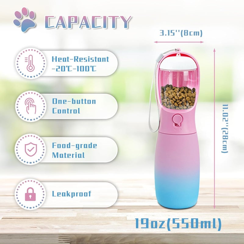 MITOCAPY Dog Water Bottle with Food Container, 19Oz Large Capacity Portable Dog Water Bowl Dispenser, Food Grade New Puppy Essentials & Chihuahua Dog Accessories for Hiking Walking Traveling - Image 4